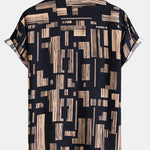 Color Block Print Button Up Shirt
