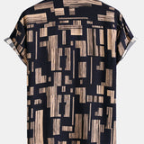 Color Block Print Button Up Shirt