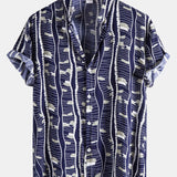 Wave Print Stand Collar Shirt