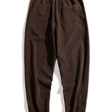 Plaid Corduroy Panel Shirt & Corduroy Jogger Pants Set