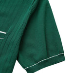 Contrast Trim Ribbed Knit Shirt & Slim Fit Tapered Trousers Set