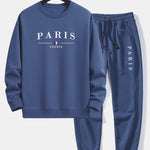 Paris Print Relax Fit Crew Neck Sweatshirt & Jogging Pants Set
