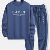 Paris Print Relax Fit Crew Neck Sweatshirt & Jogging Pants Set