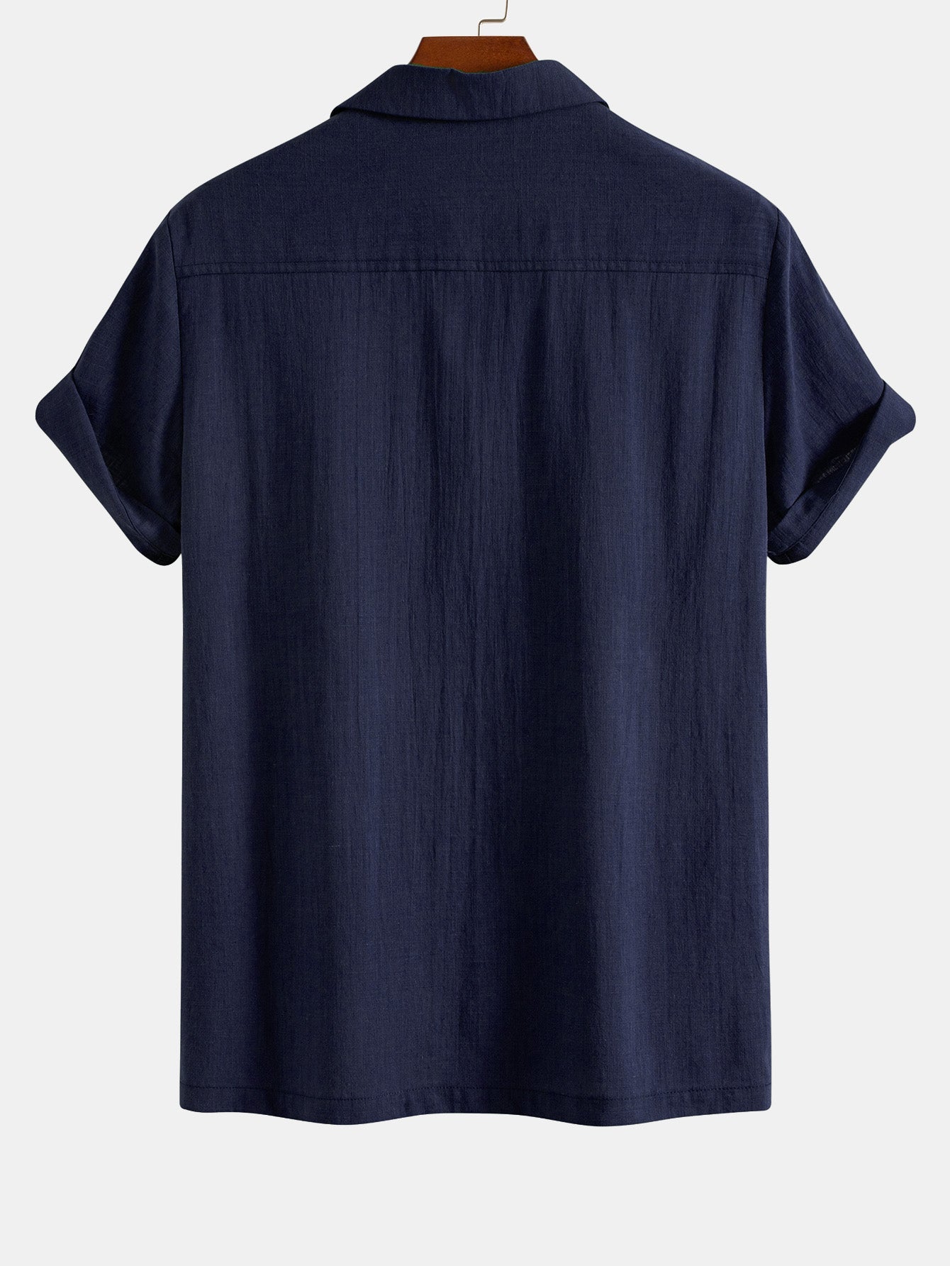 Geometric Rhombus Print Linen Patchwork Bowling Shirt