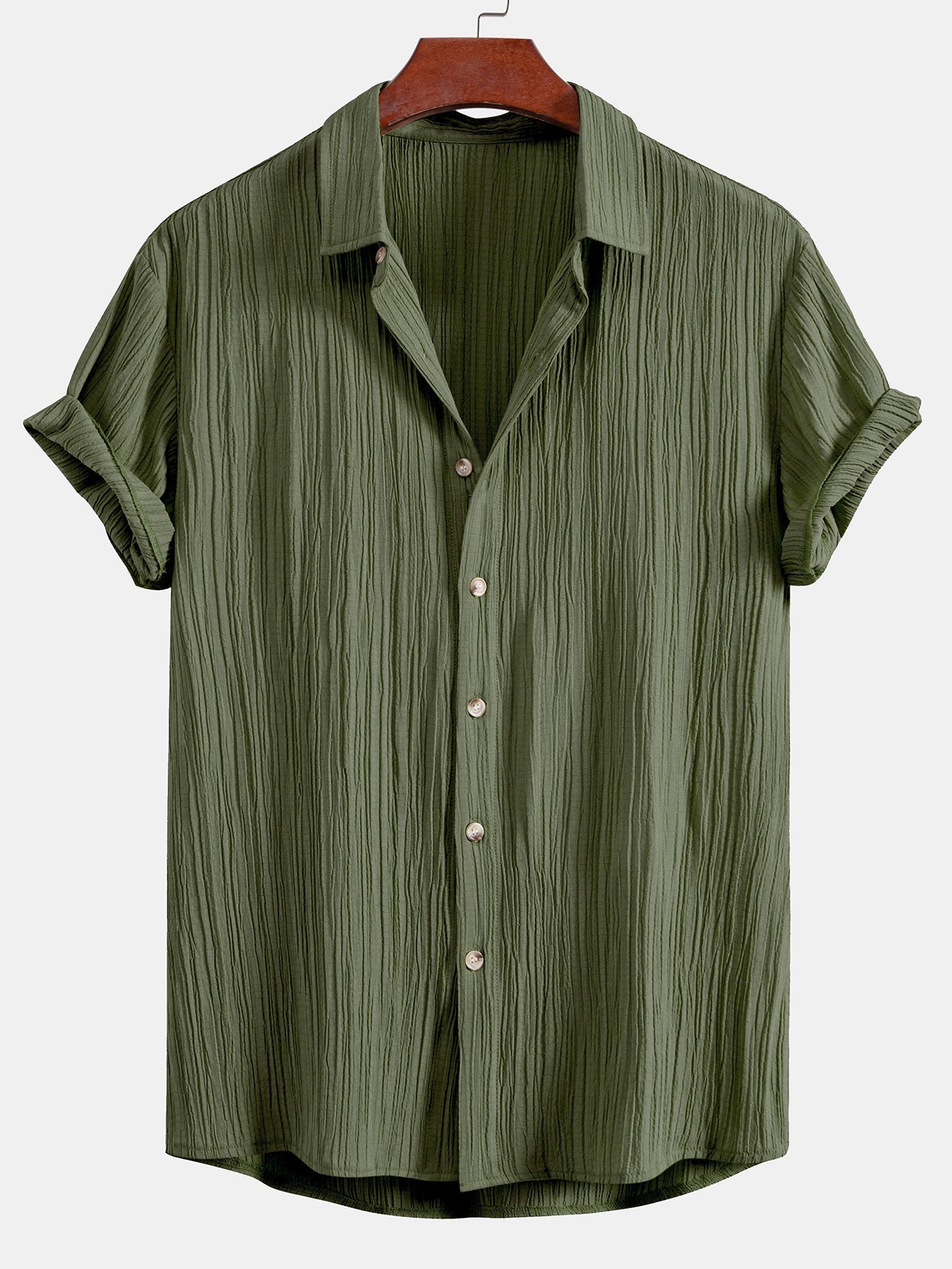 Crinkled Textured Button Up Shirt
