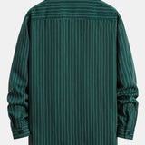 Long Sleeve Stand Collar Striped Shirt
