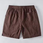 V Neck Linen Rayon Blend Shirt & Linen Blend Drawstring 7" Shorts Set