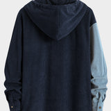 Relax Fit Colorblock Corduroy Hooded Shirt