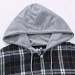 Contrast Plaid Button Up Hoodie Shirt