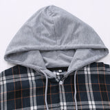 Contrast Plaid Button Up Hoodie Shirt