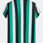 Wide Striped Print Button Up Shirt