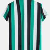 Wide Striped Print Button Up Shirt