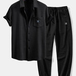 Short Sleeve Waffle Shirt & Drawstring Waffle Jogger Pants Set