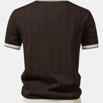 Contrast Trim Ribbed Johnny Collar Knit Polo & Tapered Trousers Set