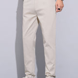 Contrast Trim Textured Zipper Knit Polo & Elastic Waist Trousers Set
