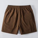Linen Rayon Blend Shirt & Crinkle Textured Drawstring 5" Shorts Set