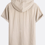 Short Sleeve Linen Hooded Shirt