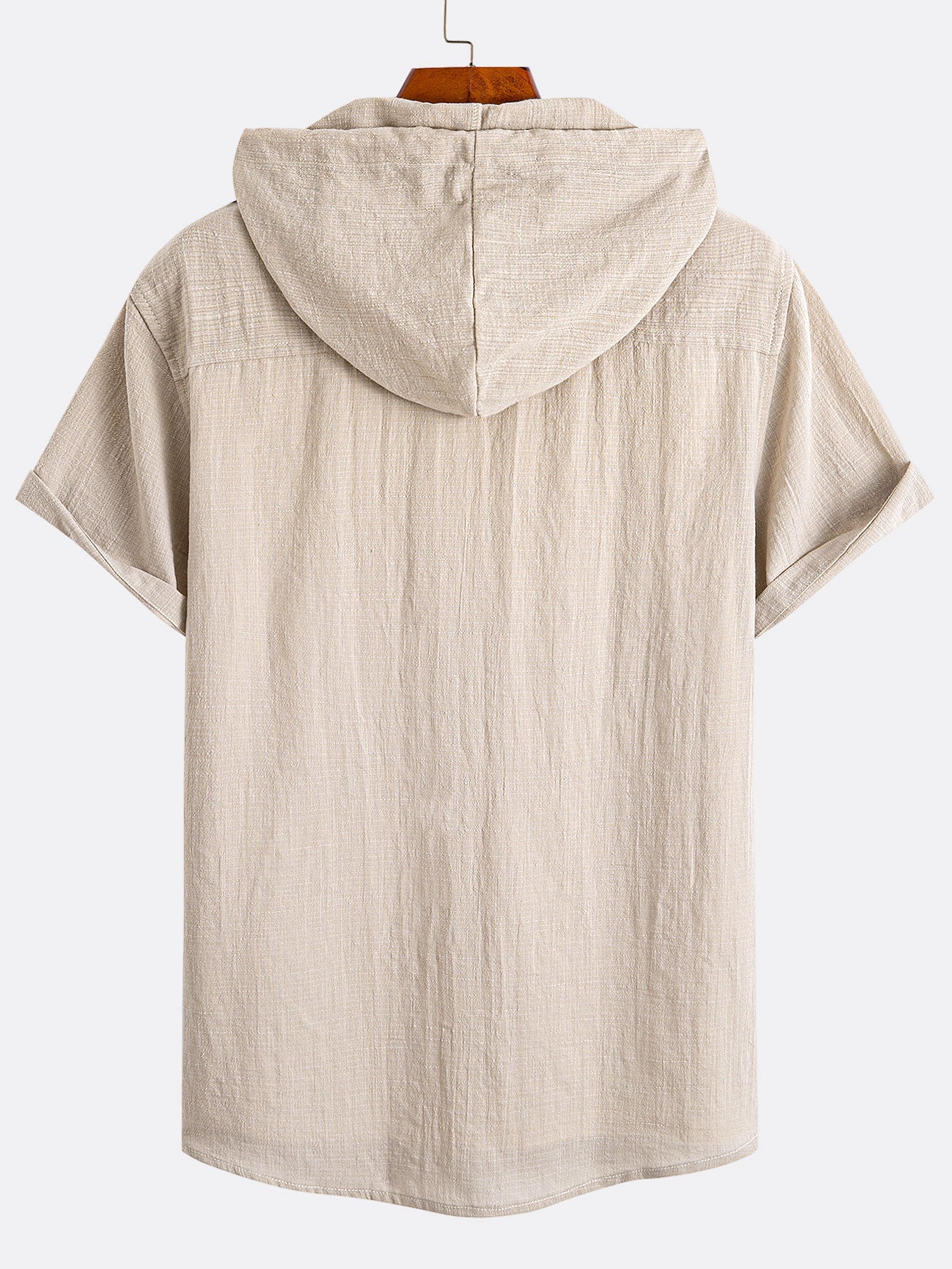 Short Sleeve Linen Hooded Shirt