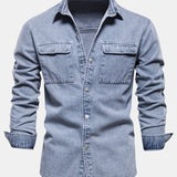Washed Denim Overshirt with Pockets