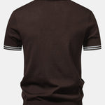 Contrast Trim Twisted Jacquard Knit Polo & Tapered Trousers Set