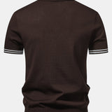 Contrast Trim Twisted Jacquard Knit Polo & Tapered Trousers Set