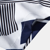 Color Block Geometry Print Shirt & Straight Leg Ribbed Pants Set