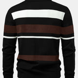 Long Sleeve Stripe Knit Polo Shirt & Slim Fit Tapered Trousers Set