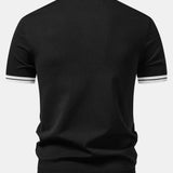 Contrast Trim Zipper Knit Polo & Slim Fit Tapered Trousers Set