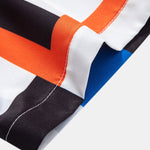 Striped Color Block Print Shirt & Swim Shorts Set