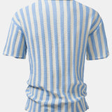 Drop Shoulder Stripe Crochet Shirt & Straight Leg Linen Pants Set