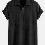 Short Sleeve Jacquard Polo & Straight Leg Ribbed Pants Set