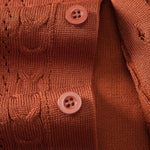Twisted Jacquard Button Up Knit Shirt & Straight Leg Linen Pants Set