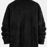 Geometric Jacquard Teddy Fleece Button Up Shirt