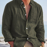 LAPEL BUTTON COTTON SHIRT FOR MEN