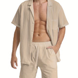 LINEN DRAWSTRING LOOSE SHORTS FOR MEN
