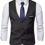 COLLARLESS POLYESTER VEST FOR MEN