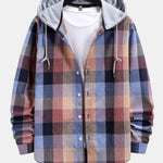 Contrast Hoodie Plaid Shirt