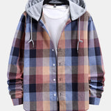 Contrast Hoodie Plaid Shirt