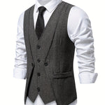 V NECK BUTTON VEST FOR MEN