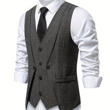 V NECK BUTTON VEST FOR MEN