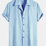 Textured Cotton Revere Shirt & 5" Shorts Set