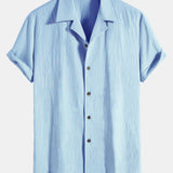 Textured Cotton Revere Shirt & 5" Shorts Set