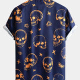 Skull Print Button Up Shirt