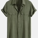 Linen Rayon Blend Pocket Utility Shirt