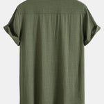 Linen Rayon Blend Pocket Utility Shirt & Straight Leg Linen Pants Set