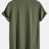 Linen Rayon Blend Pocket Utility Shirt & Straight Leg Linen Pants Set