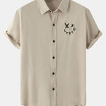 Smiley Graphic Print Button Up Shirt