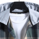 Contrast Hoodie Plaid Shirt