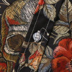 Rose Skull Print Button Up Shirt
