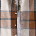 Button Up Contrast Hoodie Plaid Shirt